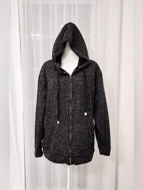 Maxxel Sz M Cozy Black Heather Zip-Up Hoodie Jacket